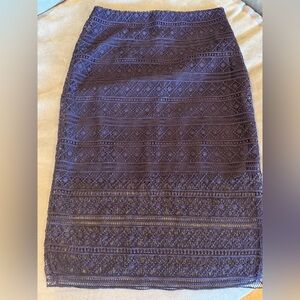 Diane Von Furstenberg Deep Purple Lace Pencil Skirt